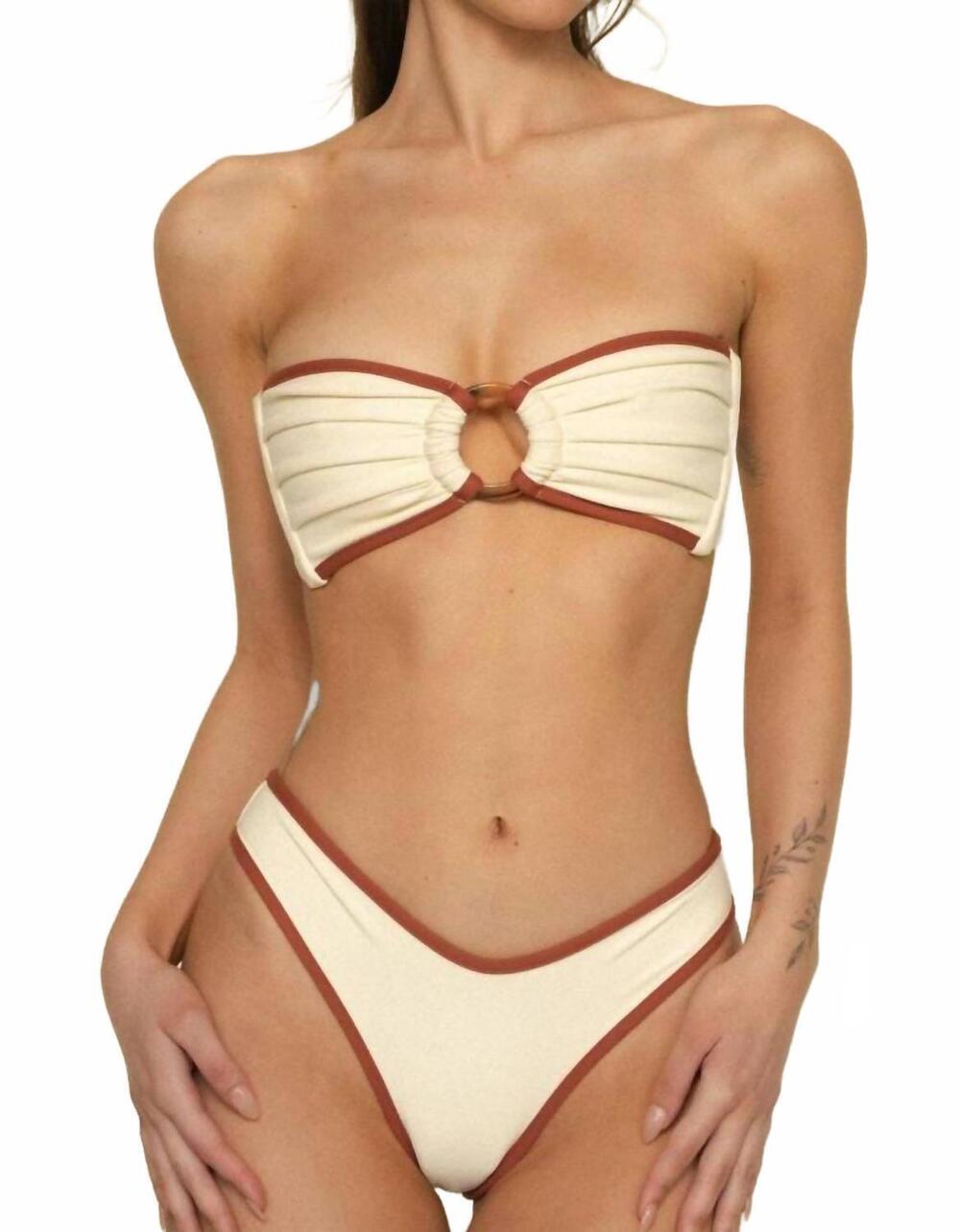 NEW MONTCE added coverage lulu bikini bottom in oat terracotta binded